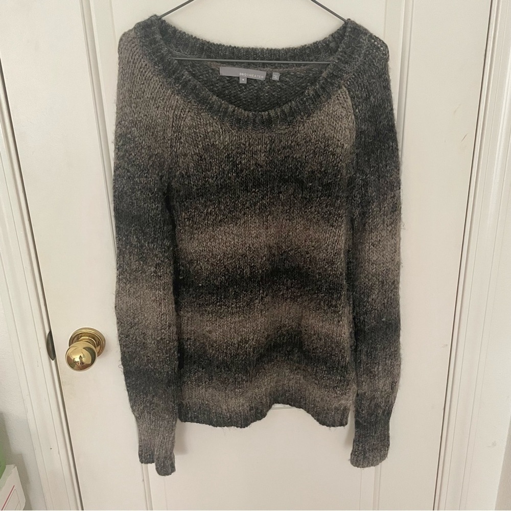 360 Sweater Pullover sweater Gray Black Ombre Fuzzy Alpaca Wool blend